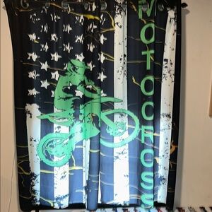 Motocross Curtains with Green and Black Design